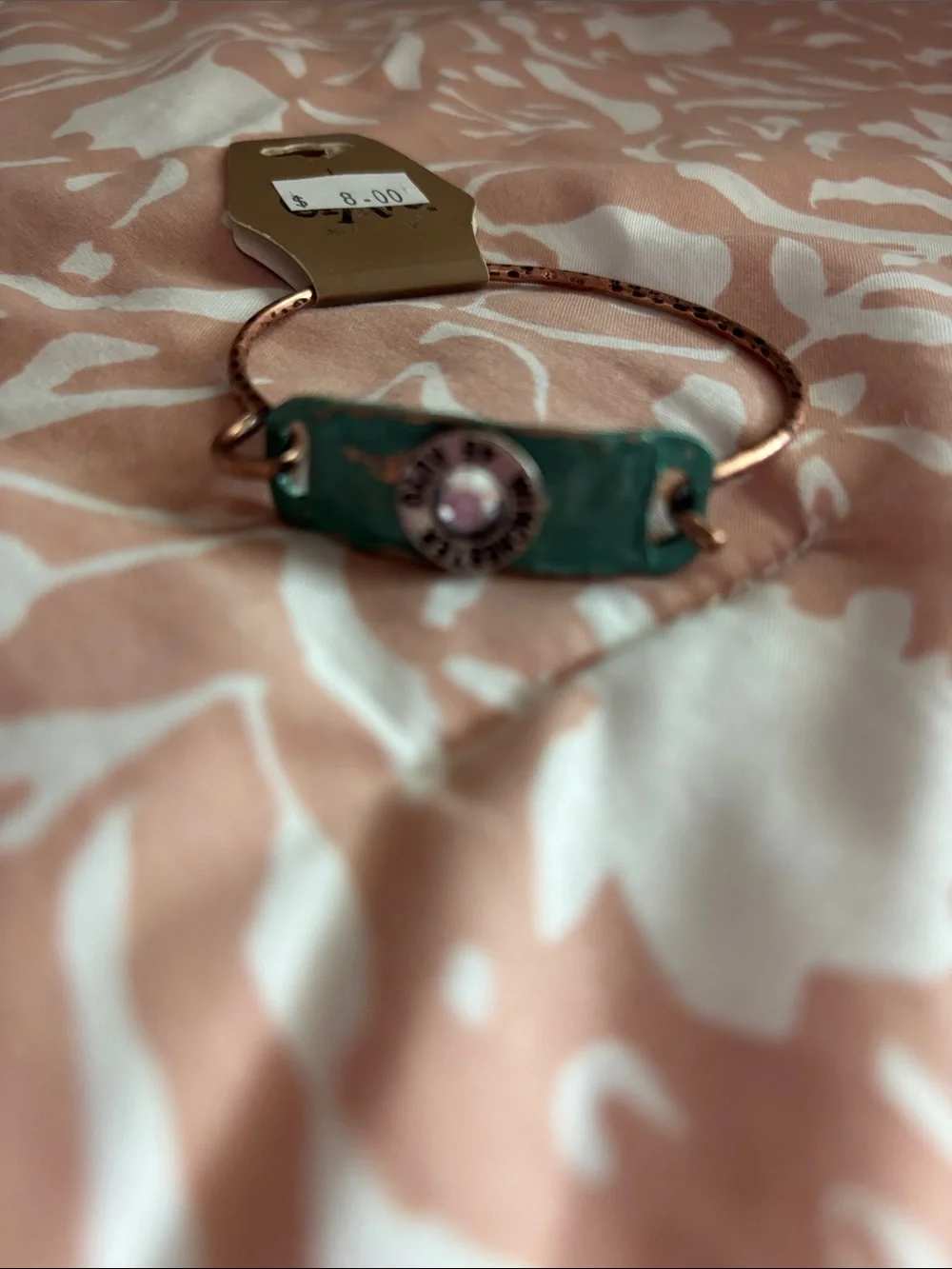 Green Enamel ID Bracelet with Center Accent